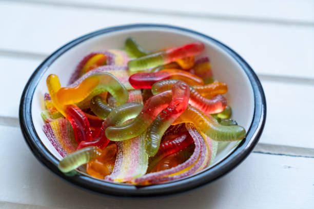 Gummy Candy on wooden background