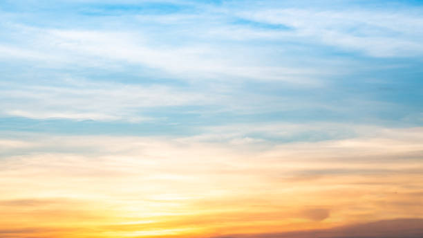 istock Beautiful , luxury soft gradient orange gold clouds and sunlight on the blue sky perfect for the background, take in everning,Twilight, Large size, high definition landscape photo 2173127783
