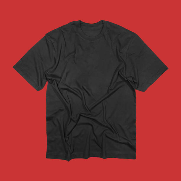 istock Blank t-shirt black template front and back view on clean background. Short Sleeve mock-up 2173128887