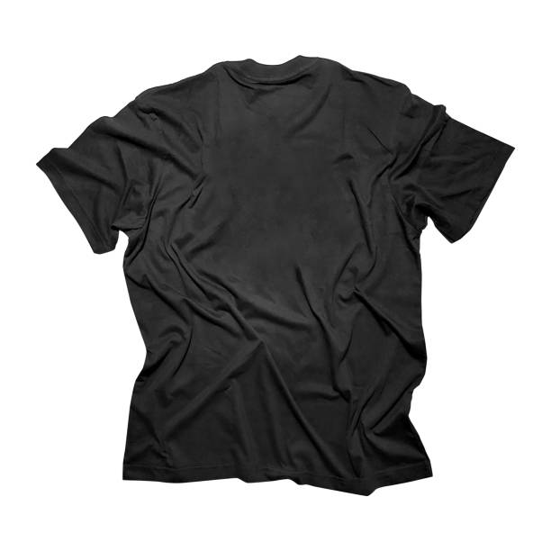 istock Blank t-shirt black template front and back view on clean background. Short Sleeve mock-up 2173129741