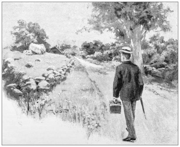 Antique image: Man walking