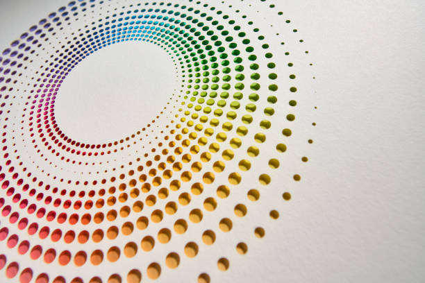 istock Circular rainbow gradient cut paper design with perforated dots creating a vibrant and colorful visual pattern 2173136039