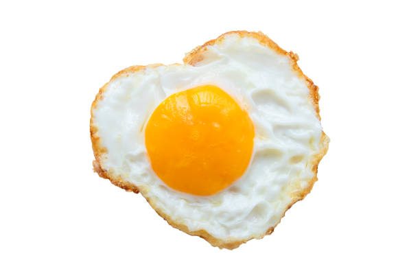 istock Top view of fried egg isolated on white background 2173137544