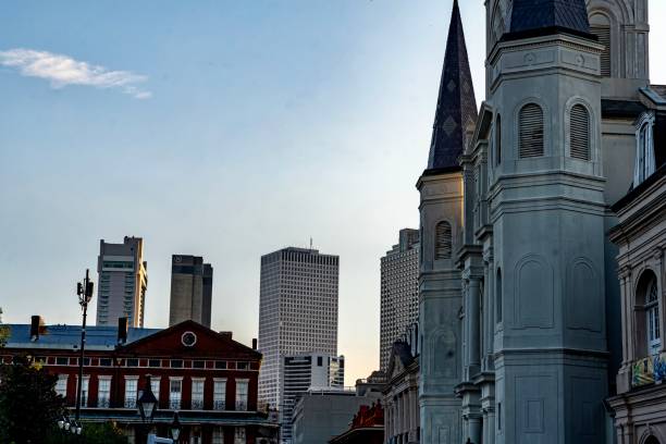 Saint Louis Cathedral and Downtown New Orleans at Twilight