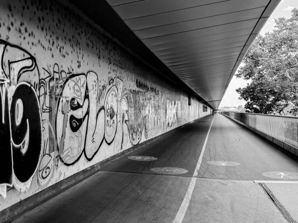 London, UK 9 NOV 2024 - Graffitti on the famous unofficial skateboarding venue dating back to the 1970s, under the Southbank Center London