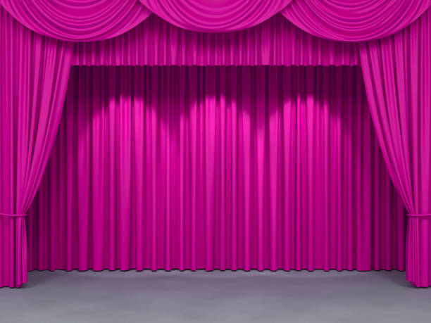 istock Luxury stage or windows curtains, realistic 3D illustration 2173168423