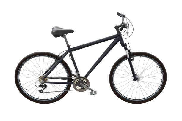 istock Black bicycle, side view isolated on white background, 3D illustration 2173168450