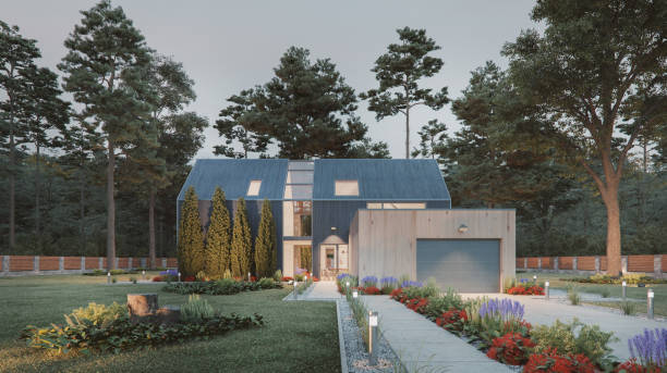 istock Modern house design with garden architecture 2173185263