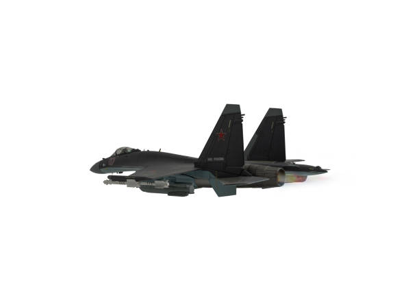 istock Russian Jet fighter flying isolated on white background. 2173186926