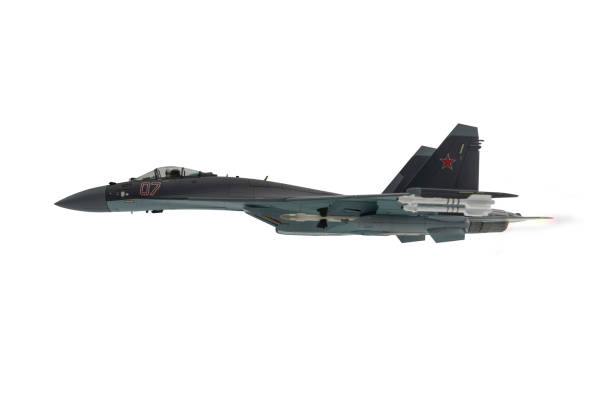 istock Russian Jet fighter flying isolated on white background. 2173192985