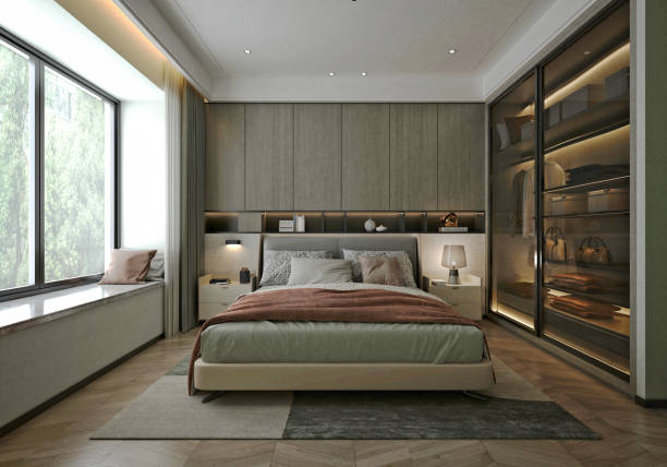 istock 3d render of luxury hotel room 2173196081
