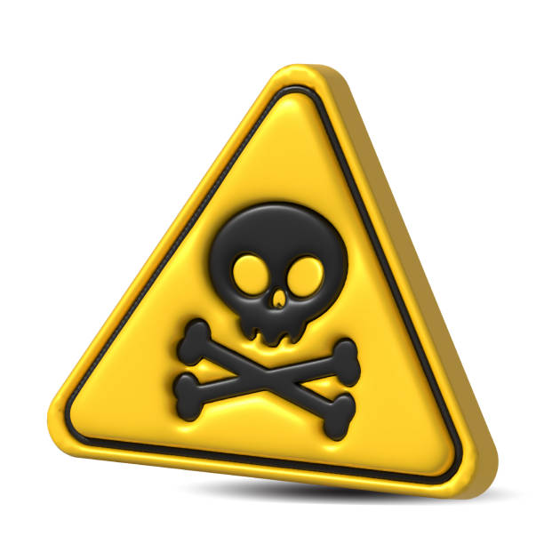 Alert or Warning signs 3d rendering of toxic isolated on a white background