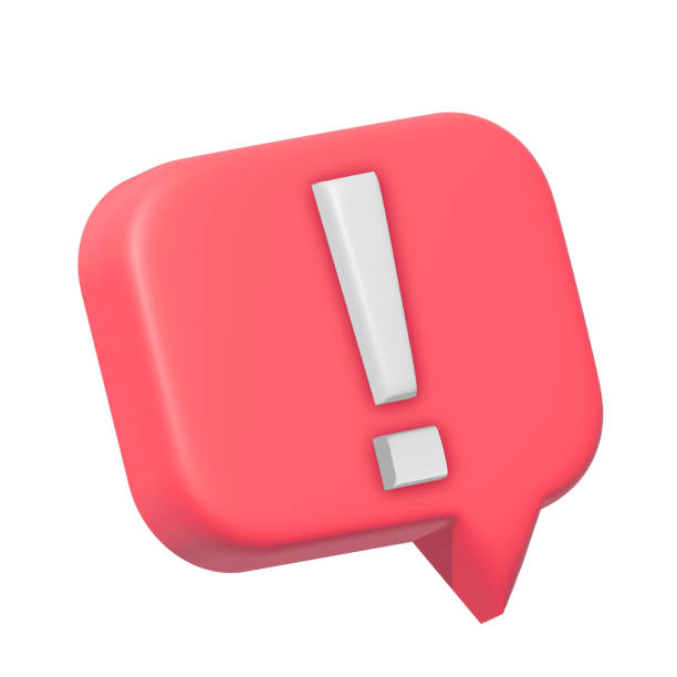 istock 3d social media notification white exclamation mark in red square pin icon isolated on white background 3D rendering. 2173197752