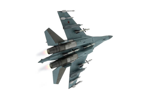 istock Russian Jet fighter flying isolated on white background. 2173197892