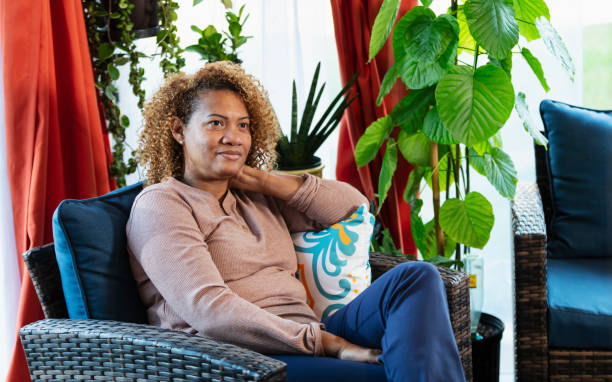 istock Mature multiracial woman relaxing at home, thinking 2173201490