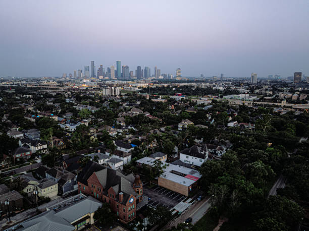 istock Dark, Moody Sky after a Tornado Wind Storm Downtown Houston on an Overcast Day 2173204930