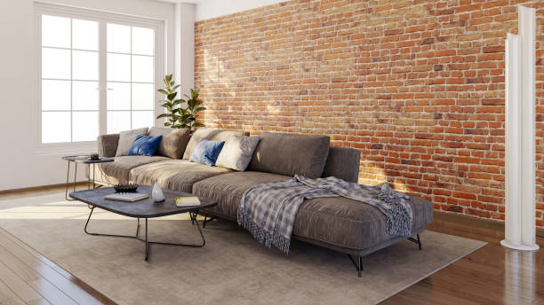 istock Large luxury modern bright interiors Living room mockup illustration 3D rendering image 2173205037