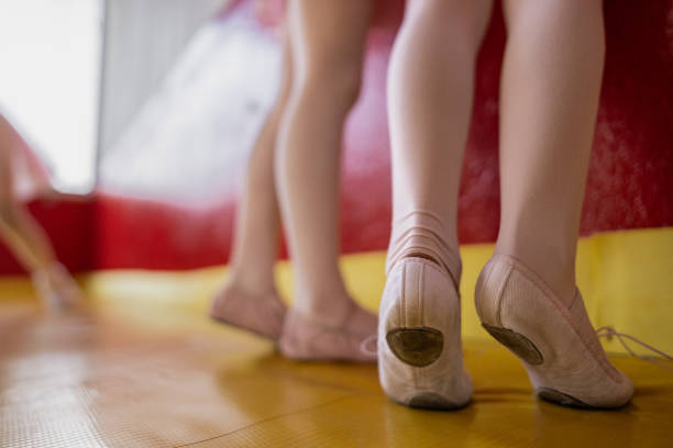 Close-up of a ballet dancer on tiptoe