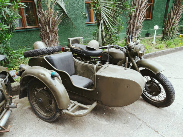 istock Old motorcycle with a sidecar from the Second World War 2173225315