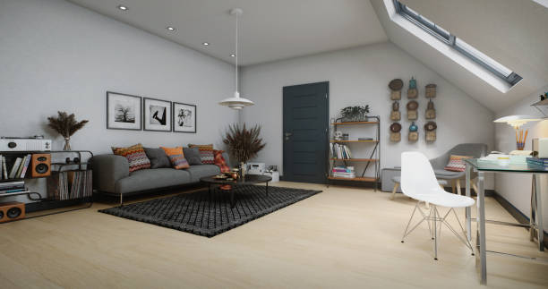 istock Minimalist Loft Living Room with Scandinavian Design 2173229170