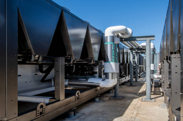 istock Row of Rooftop Chillers 2173229976