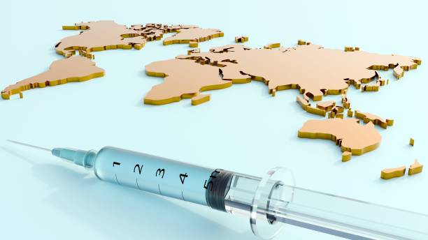 istock 3d rendering of medical syringe and global map 2173239995