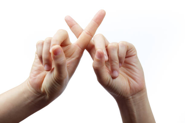 Hand Sign on gray background