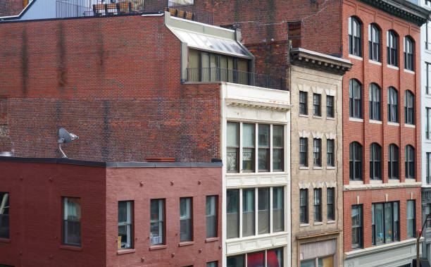 close up on colorful ancient buildings in Boston