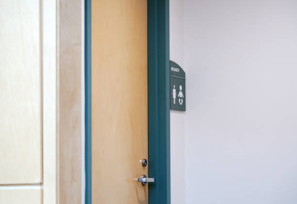 istock restroom sign outside restroom on the wall 2173250506