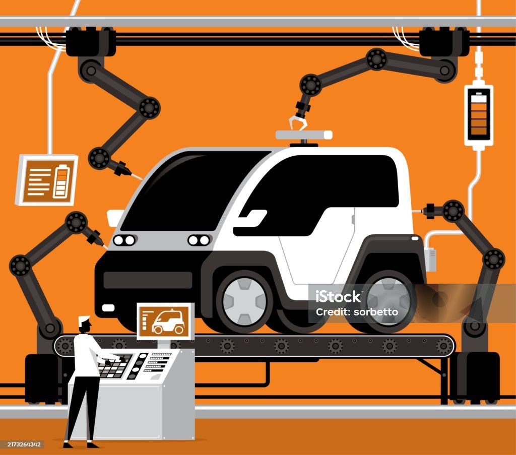 Car Factory Simple Car Factory Stock Illustration - Download Image Now - Alternative Fuel ...