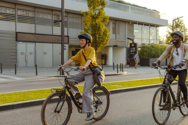 istock Coworkers commuting by bike to work 2173280778