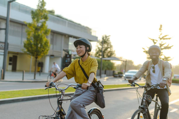 istock Coworkers commuting by bike to work 2173281346