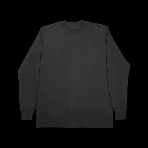 istock Blank black long sleeve t shirt front and back mockup, isolated on clean background with clipping path. Long sleeve flatlay Template for design and print. 2173281655