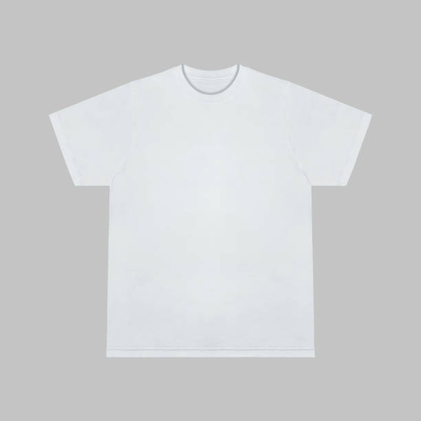 istock Blank t-shirt white template front and back view on clean background. Short Sleeve mock-up 2173289917