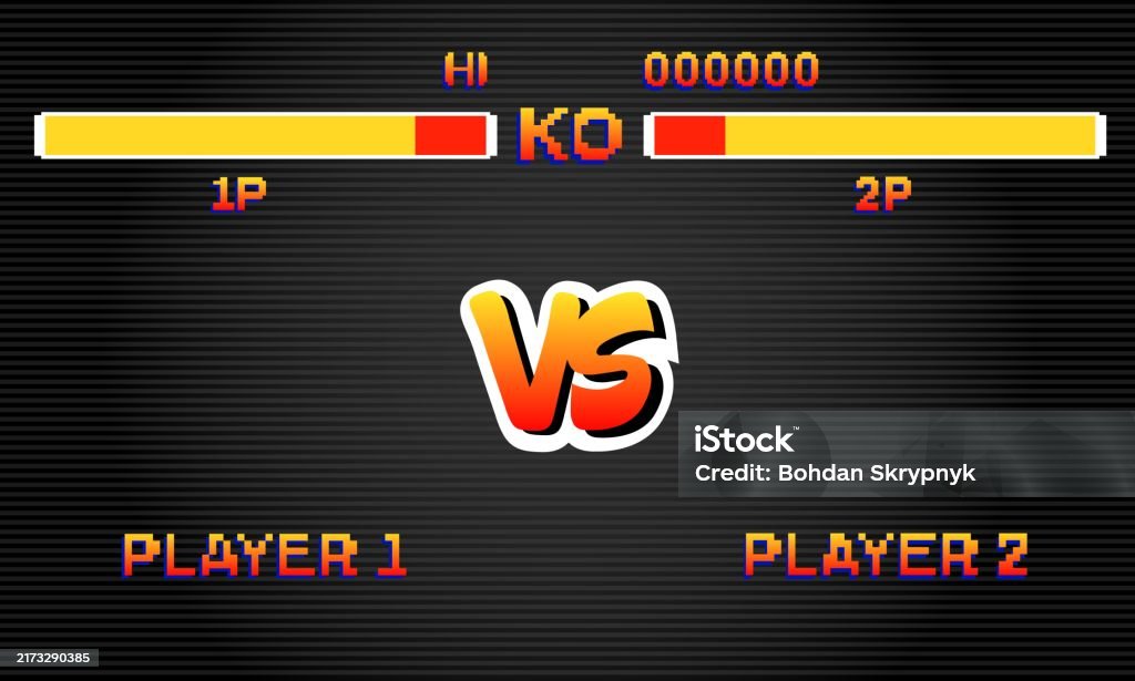 Fight Games Interface Fight Retro Game Interface In Dark Style With Hp Banner Stock ...