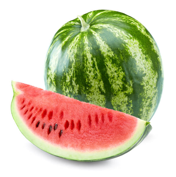 istock Sliced ripe watermelon isolated on white background. clipping path 2173292340
