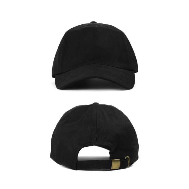 istock Black baseball caps mockup on clean background, front and back side 2173294212