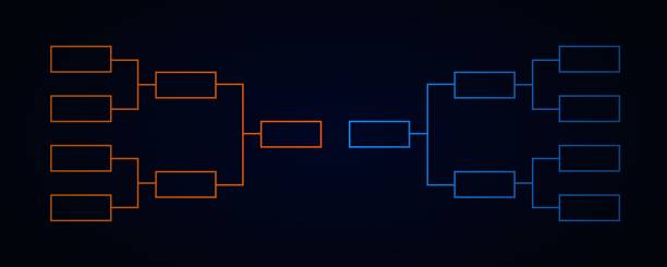 istock Colorful red and blue tournament charts structure in dark style. 2173304320
