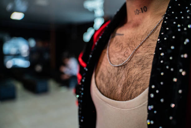 Midsection of a dancer man's chest