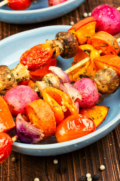 istock Roasted vegan skewers. 2173308467