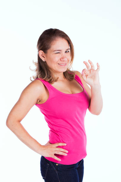 Happy woman isolated on white