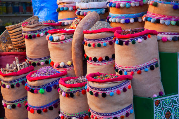 Marrakesh street store selling exotic and aromatic spices