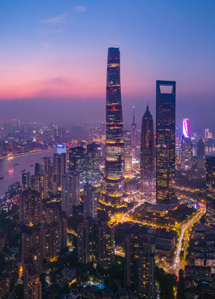istock Aerial view of Shanghai skyline at night 2173322940