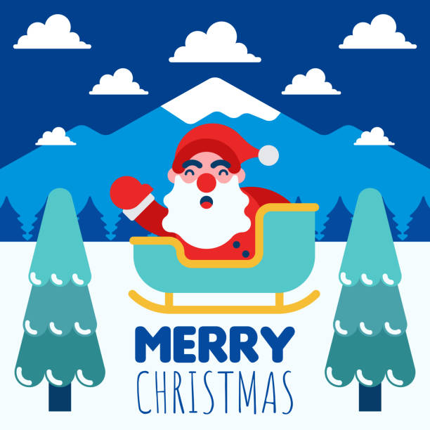 istock Merry christmas illustration background with cute santa character 2173325615