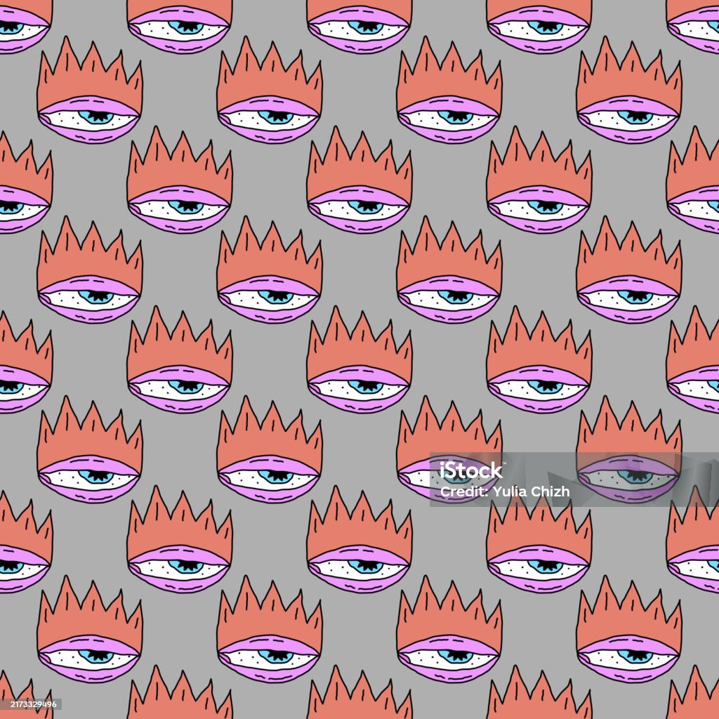 Sinister Pattern Square Seamless Pattern Sinister Eyes For Halloweendevil Eyes In 1970s ...