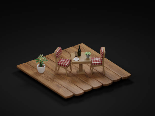 istock Creative table and chair on wooden floor 2173330303