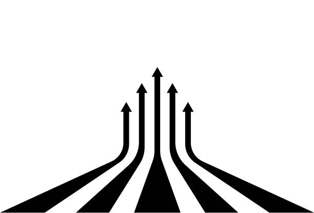 wielokolorowa ilustracja strzałki w górę. - strzałka w górę stock illustrations