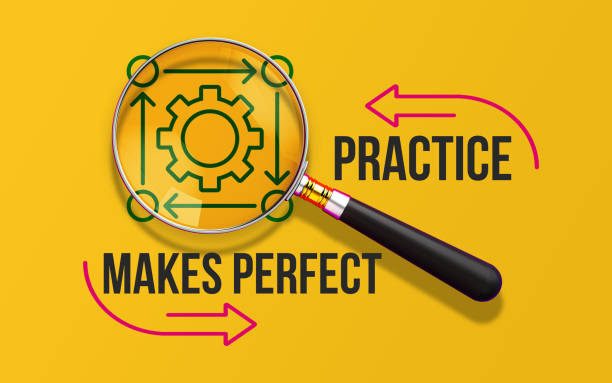 istock Practice Makes Perfect – Lens Focused on Cyclical Arrows with Gear Icon. 3D Render. 2173352696