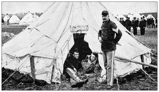 istock Antique image: National guard cadet recruitment military camp 2173353413