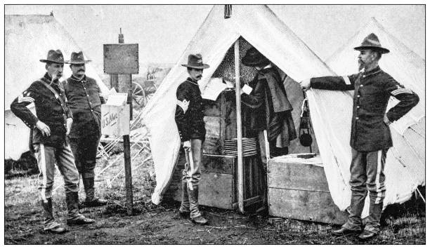 istock Antique image: National guard cadet recruitment military camp 2173353606